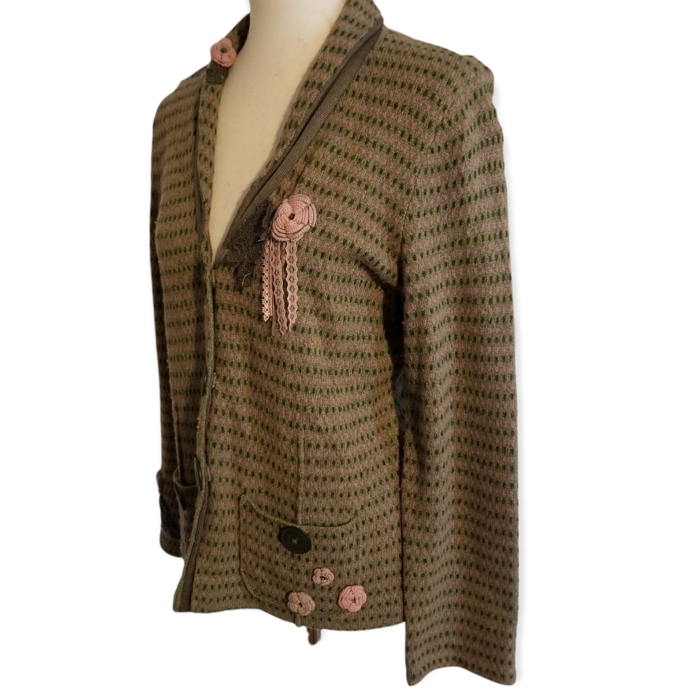 Beautiful Boho Sweater Jacket By Sigrid Olsen Sz L - image 2